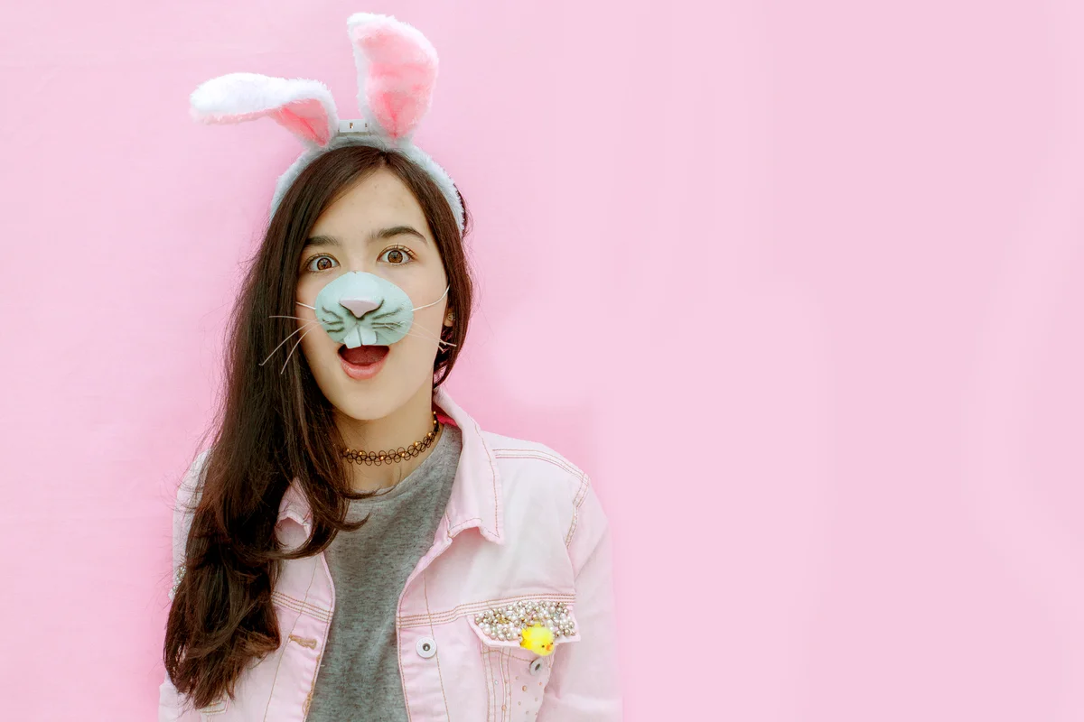 Bunny girl in pink background