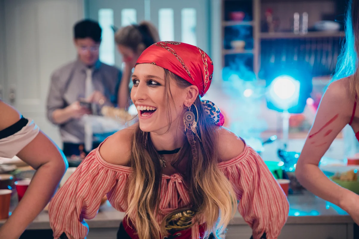 Woman as fortune teller at party