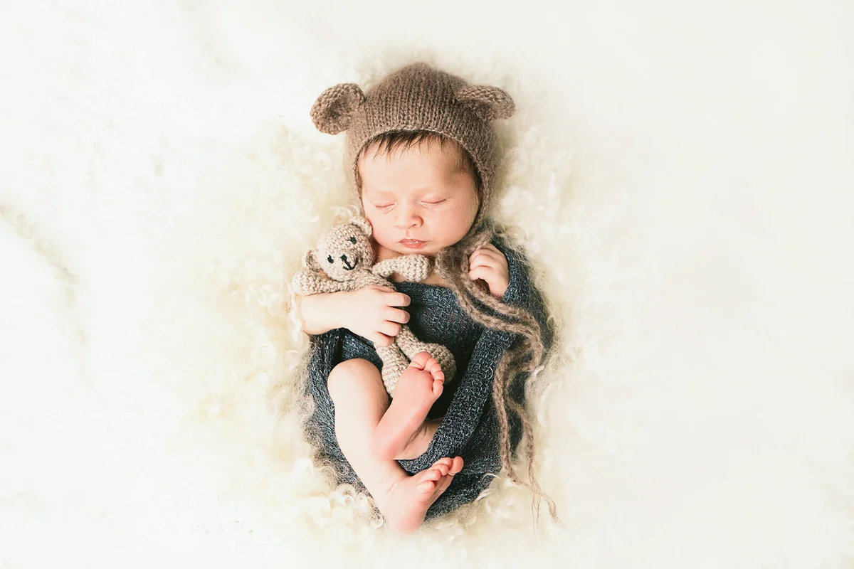Newborn Baby with Teddy Bear