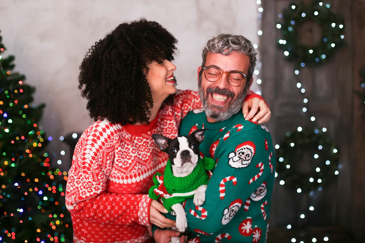 couple having fun at Christmas
