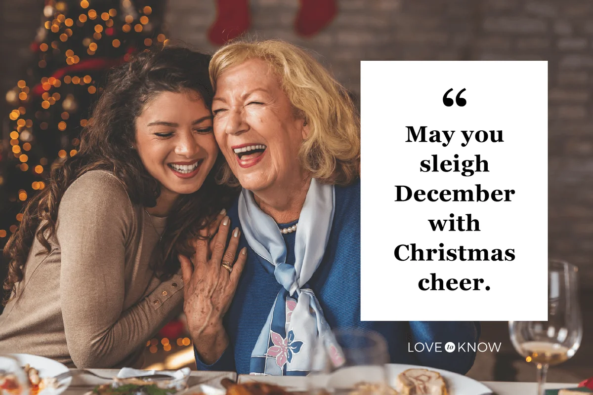 Mother and daughter hugging over Christmas dinner