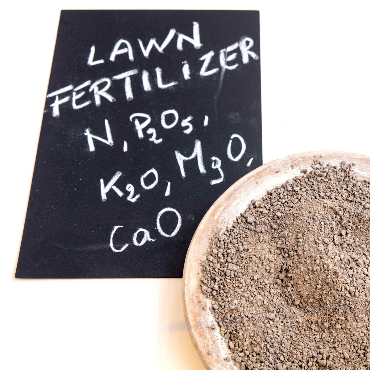 Lawn fertilizer in clay pot