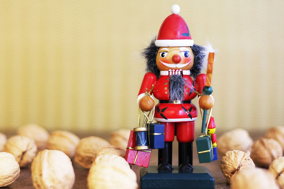christmas nutcracker with walnuts
