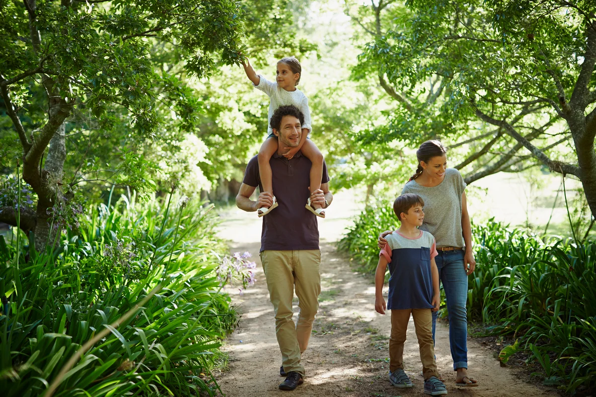 Family taking a walk on a park