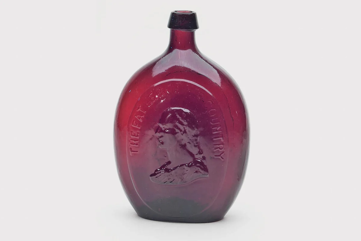Washington-Taylor portrait flask made by Dyottville Glass Works in Philadelphia sold for $30,420