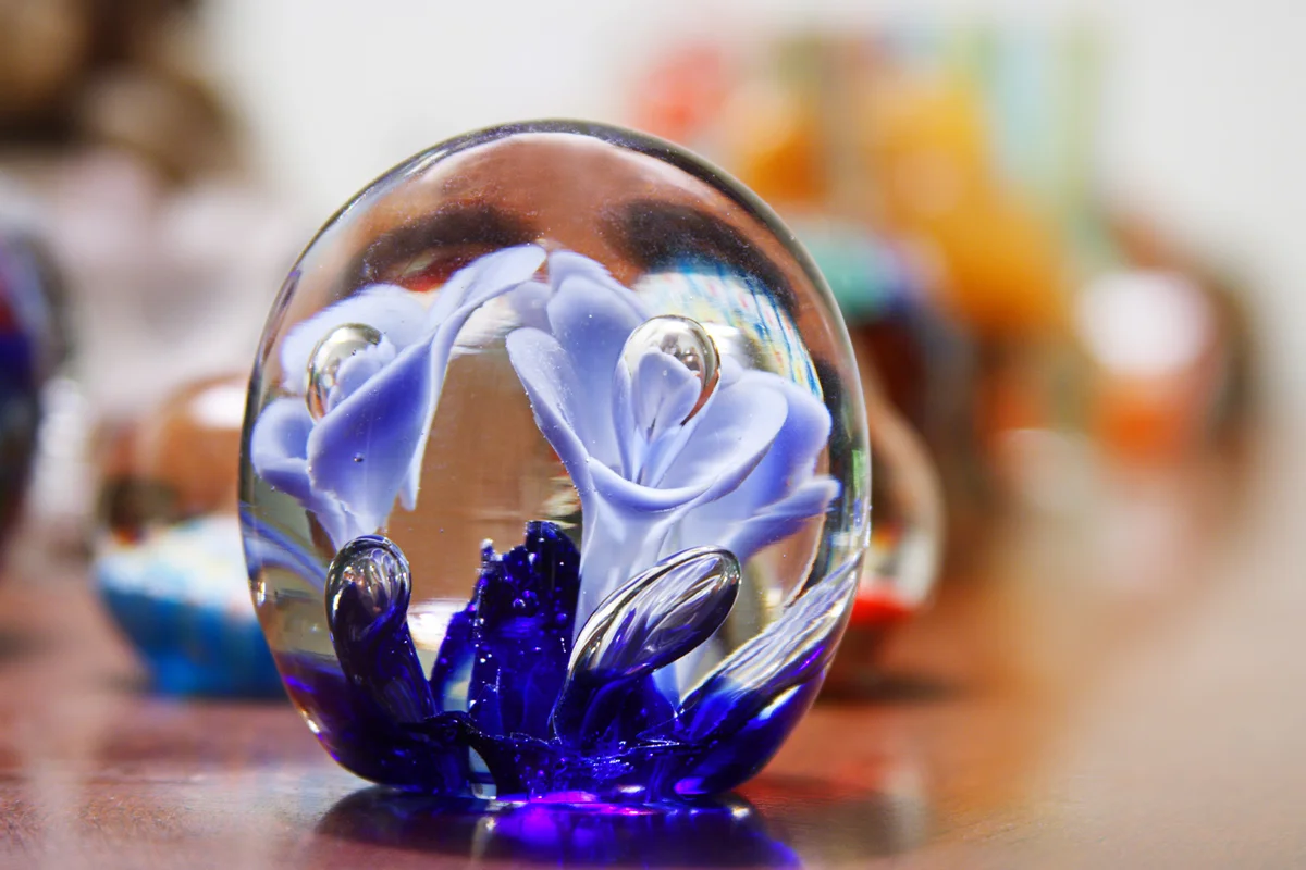 Antique blue glass paperweight