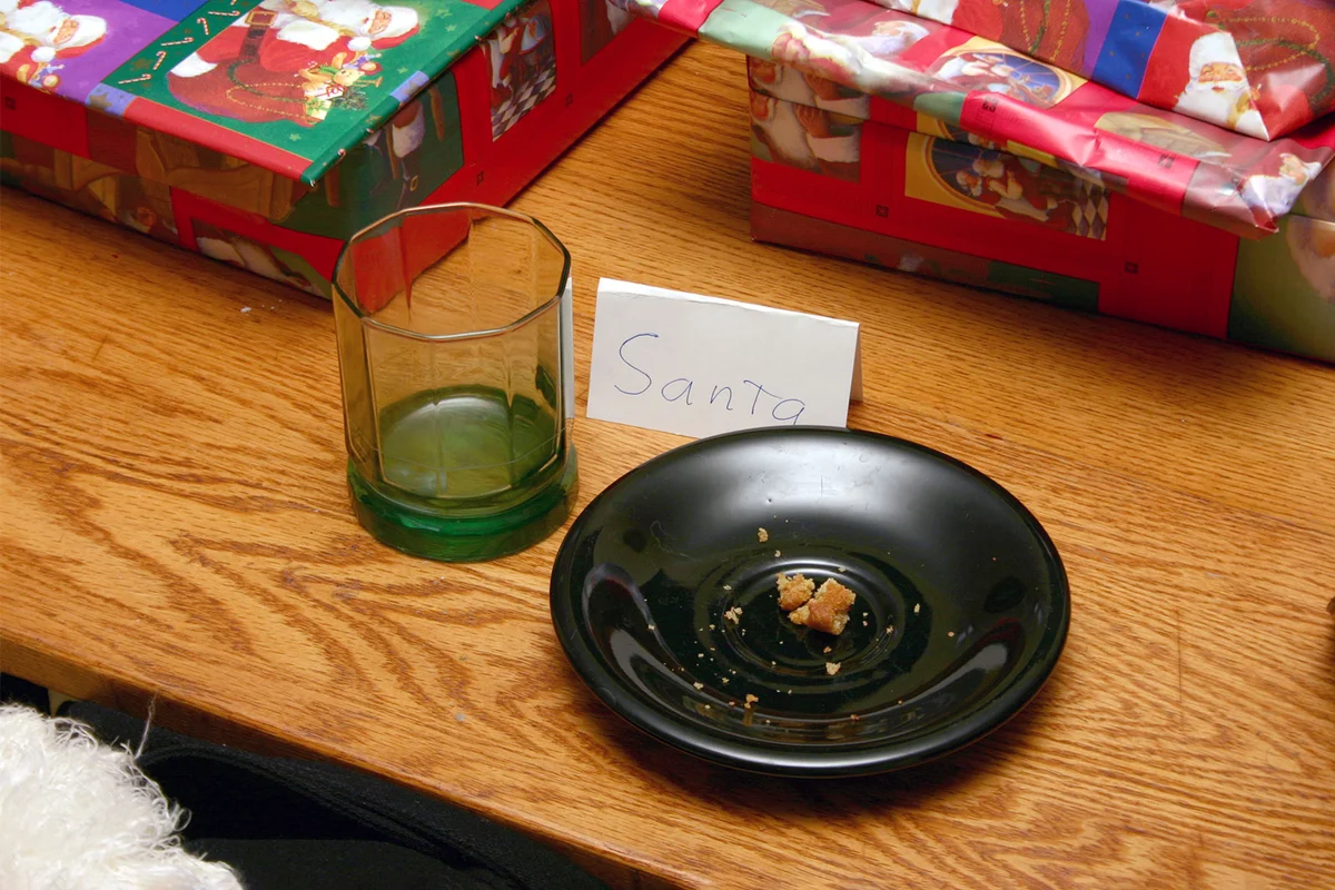 empty plate of milk and cookies for Santa