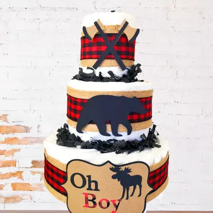 Oh Boy Buffalo Check Diaper Cake