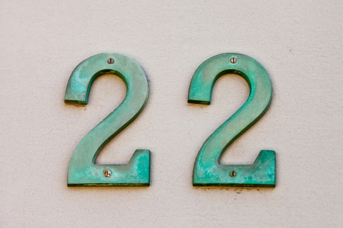 number 22 on an external wall