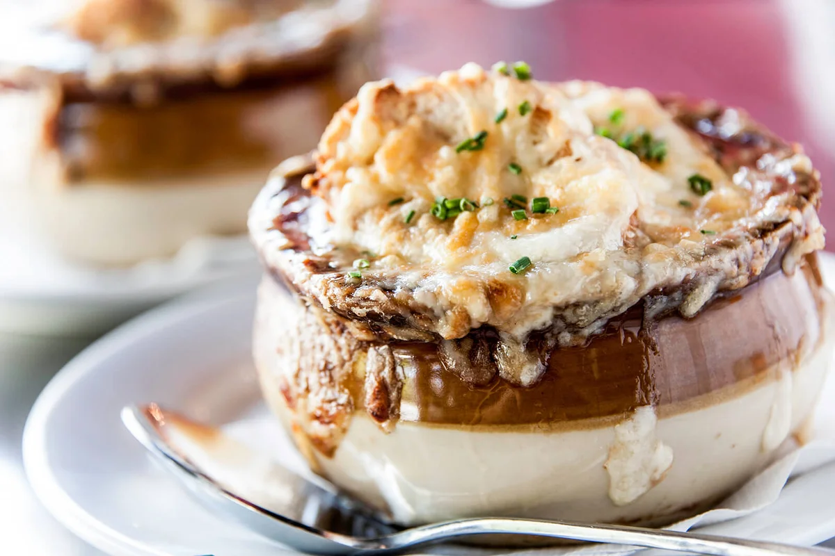 French Onion Soup With Biscuit Croutons