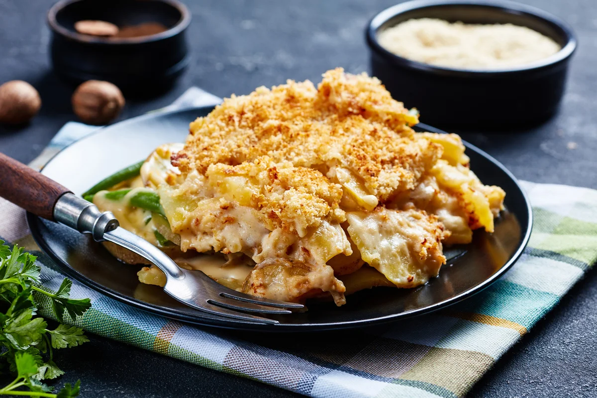 Unique Casserole Topping in a black dish