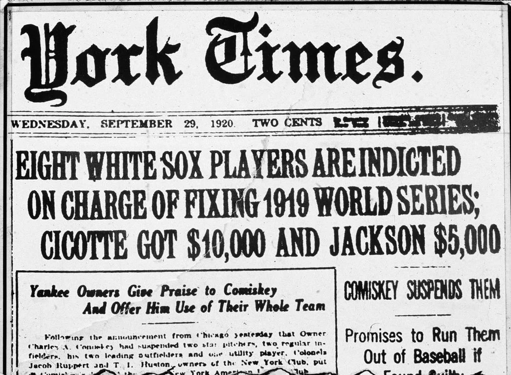 'Black Sox' Scandal Headline on old newspaper