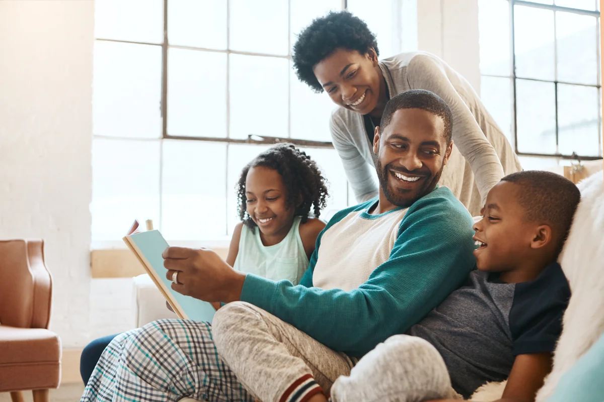 family bonding reading book together
