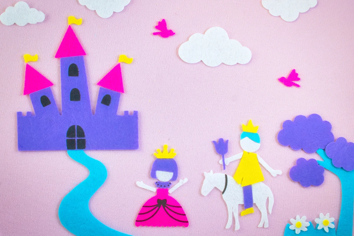 Cute fairy tale scene in felt
