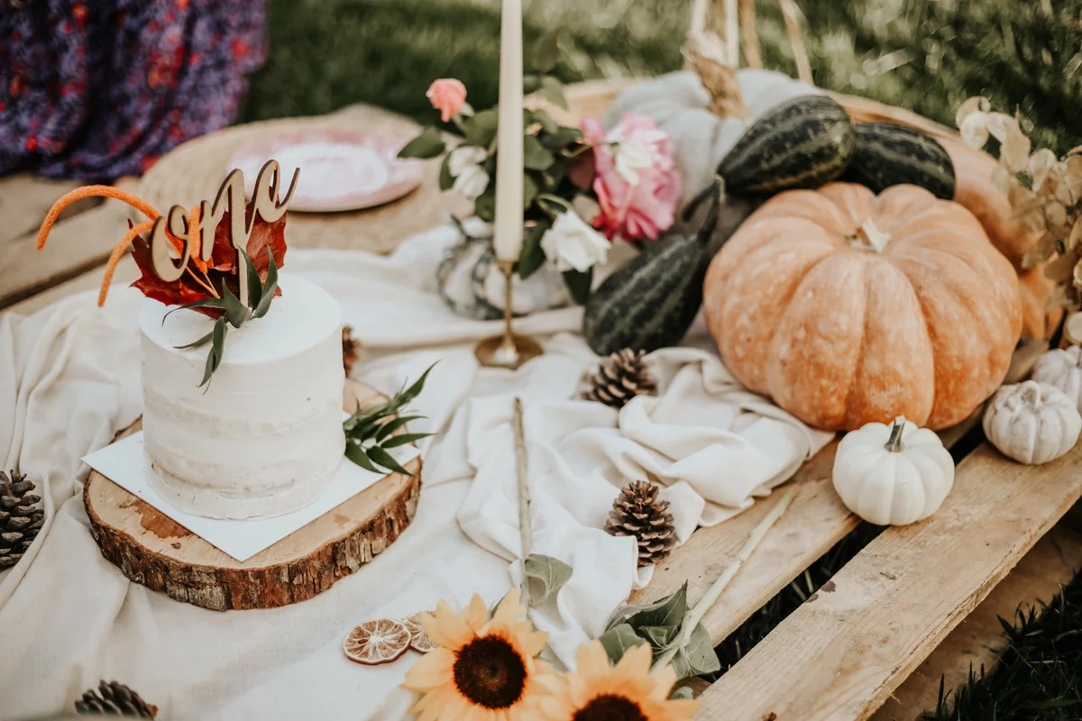 autumn theme birthday table setting