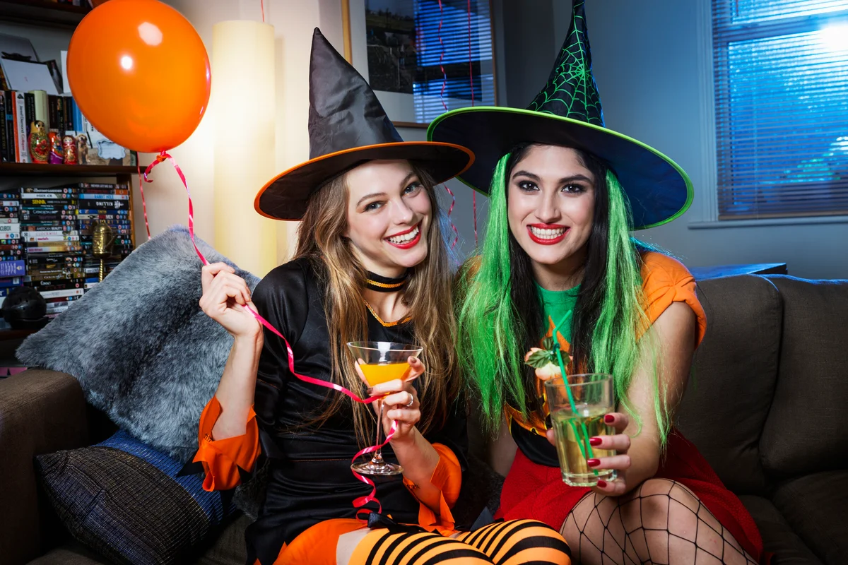 friends at a halloween witch party