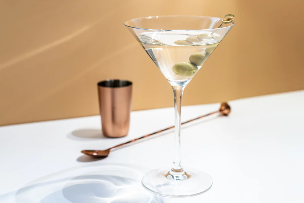 Classic Martini with green olives