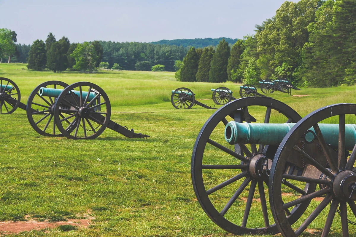 Cannons at Bull Run historic Civil War battlefield
