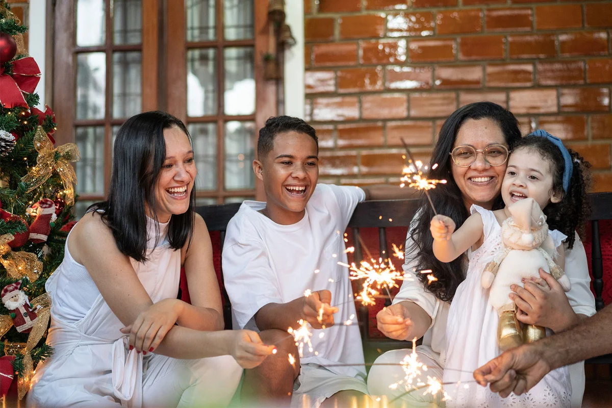 family celebrating New Years Eve
