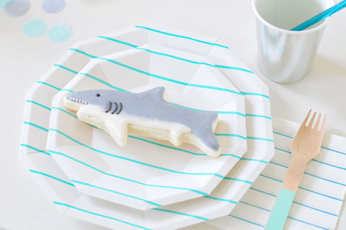 baby shark party theme with cookie