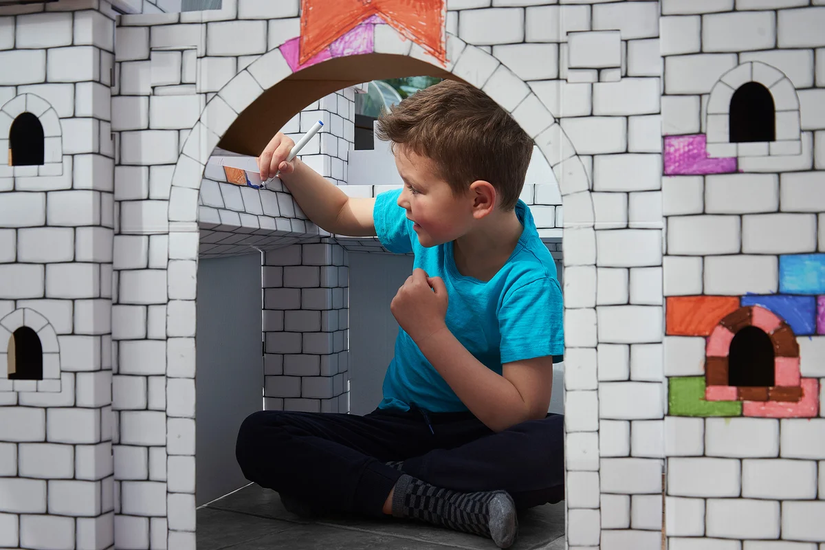 Colouring in cardboard castle