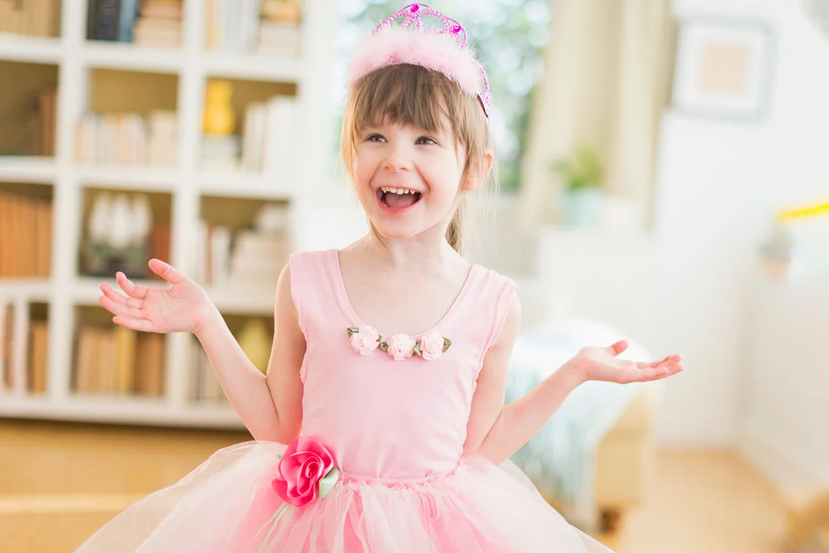 girl ballerina in pink tutu swan princess theme
