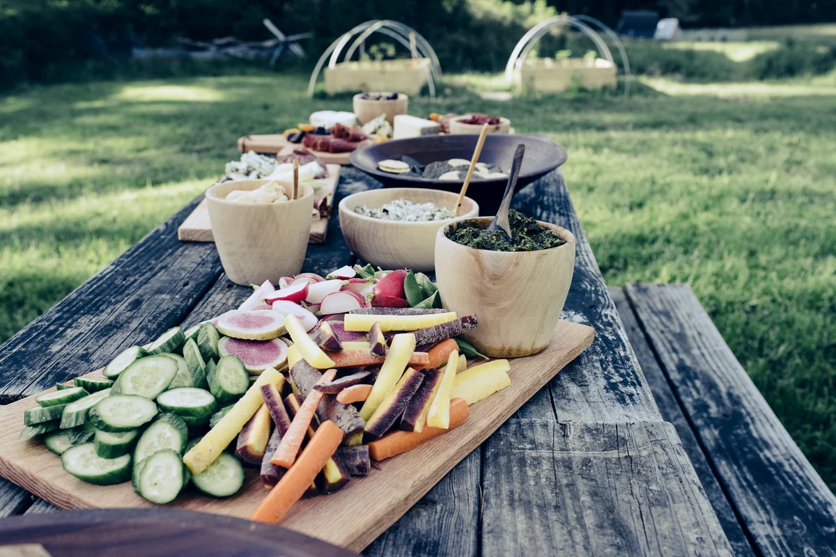 Appetizers on a table at outdoor party