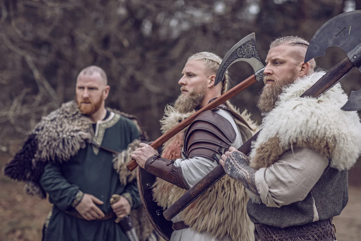 three viking warriors