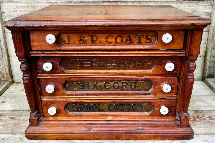 Antique Spool Cabinet, J & P Coats Sewing Cabinet