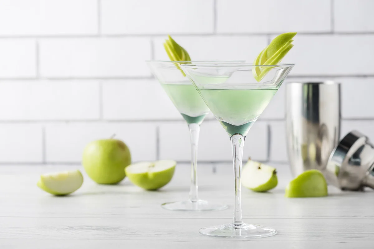 Fresh homemade Apple Martini cocktails