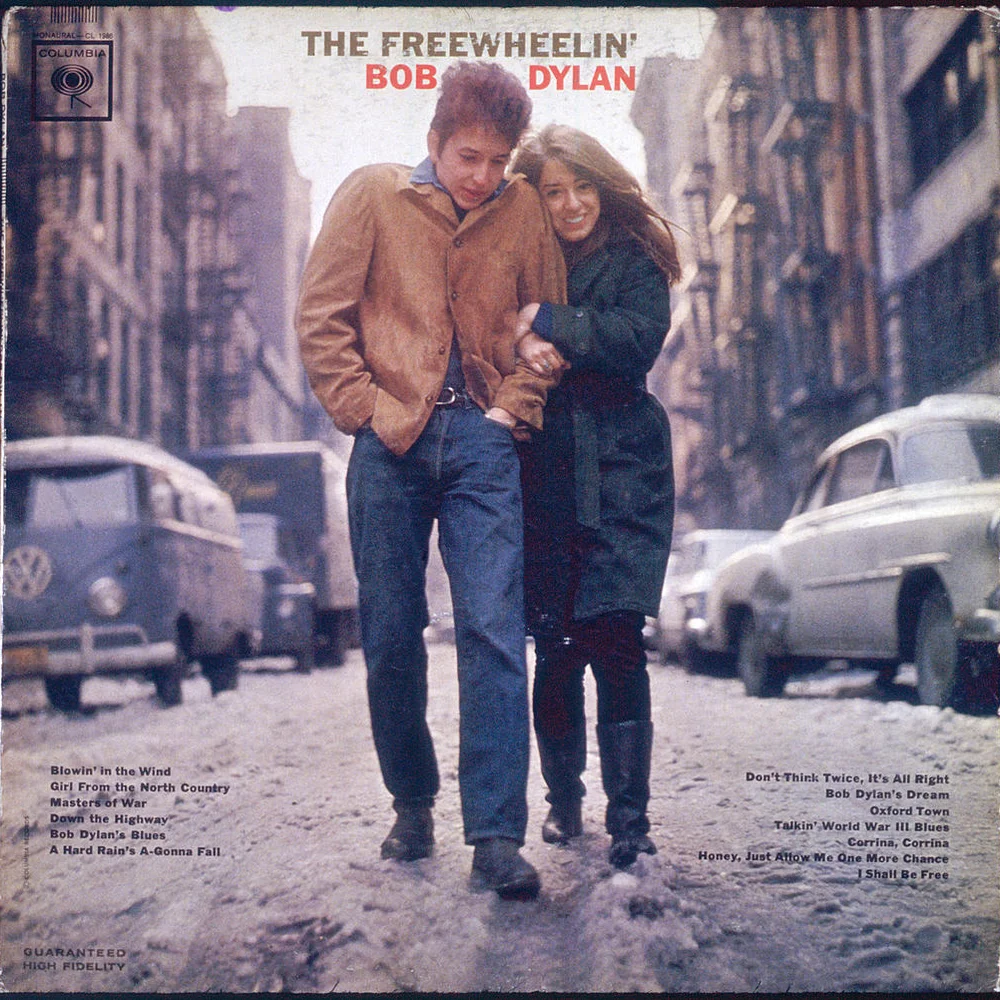 The cover for the Bob Dylan album 'The Freewheelin' Bob Dylan