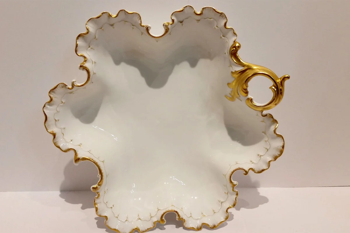Monbijou White with Gold Trim Large Relish dish