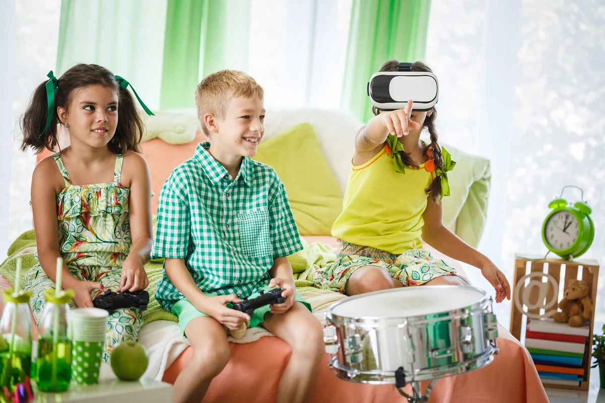 Kids enjoying afternoon with video games