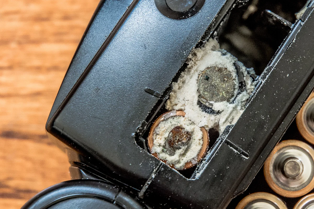 Corroded Batteries inside a flash