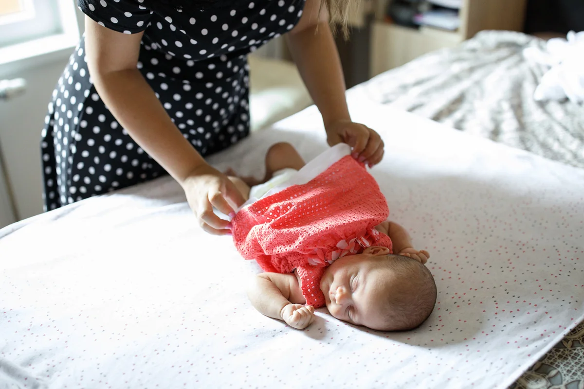 Changing baby