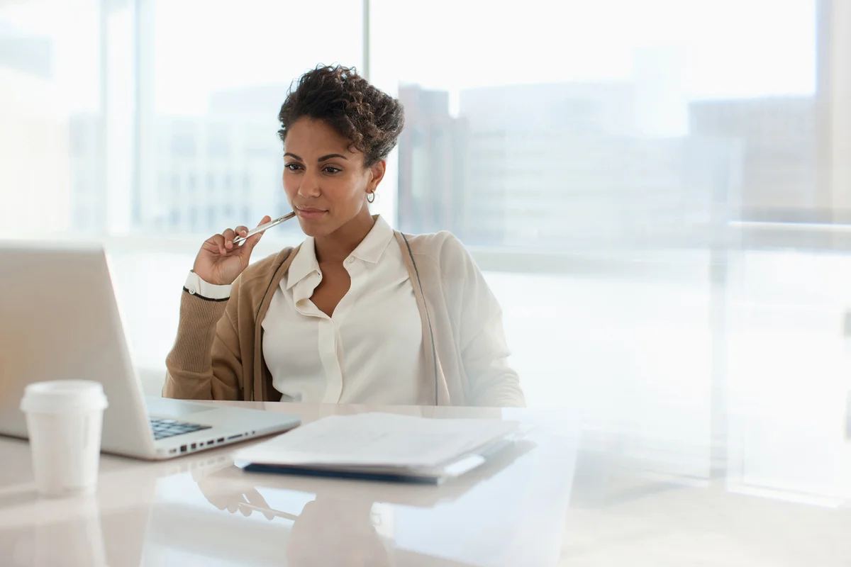 Businesswoman using laptop