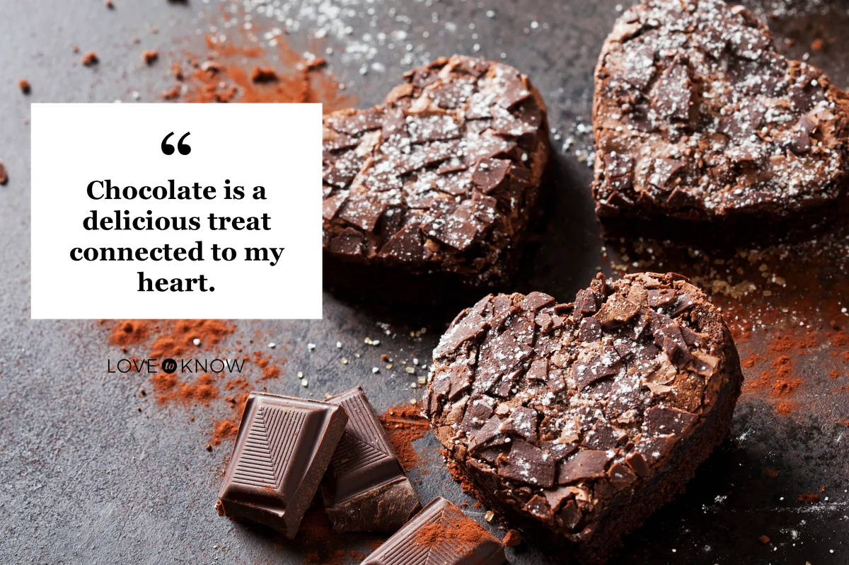Three heart-shaped brownies and chocolate powder