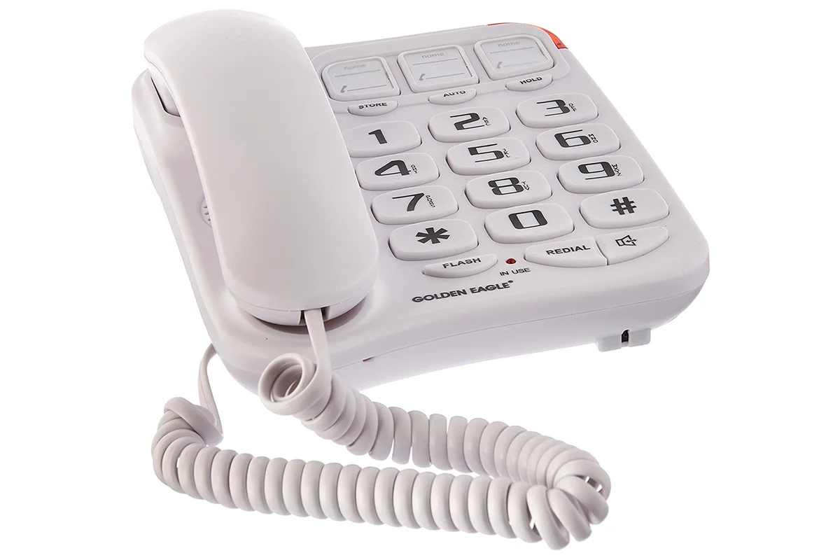 Handset Landline Telephone (GE3104WH), Built in speakerphone By Golden Eagle