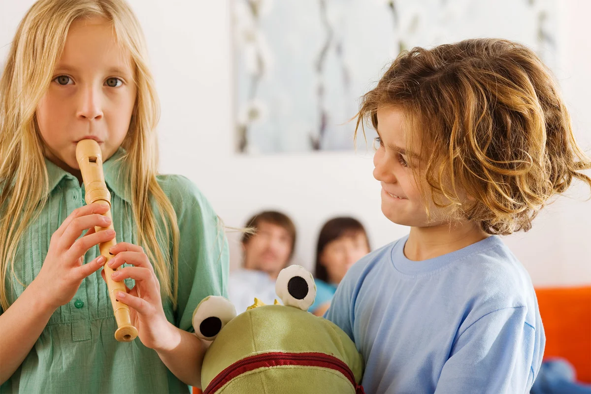family talent show play recorder instrument