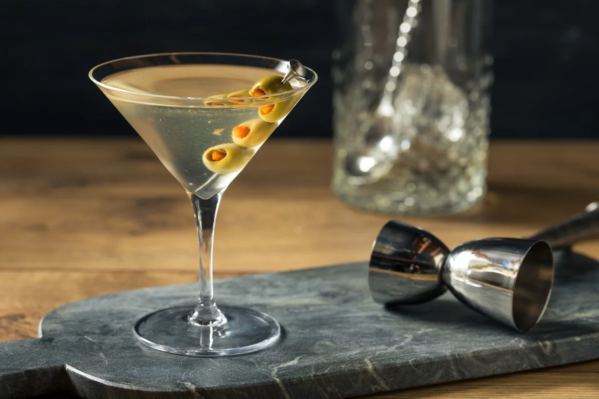 vodka dirty martini with three olives