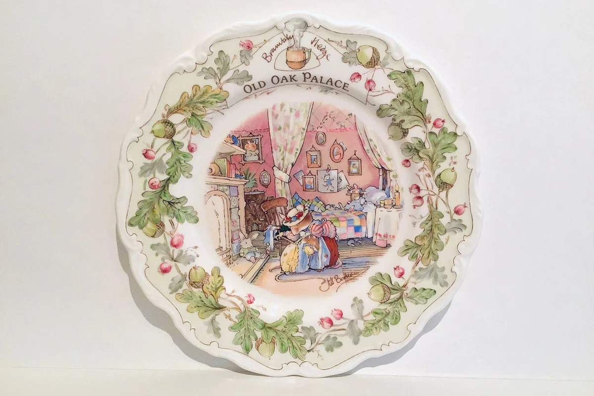 Brambly Hedge Old Oak Palace plate, Royal Doulton Brambly Hedge, Royal Doulton Primrose Woodmouse plate, Homes and Work Places plate