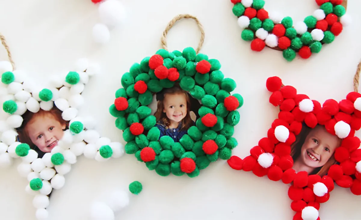 Pom Pom Christmas Ornament from onelittleproject.com