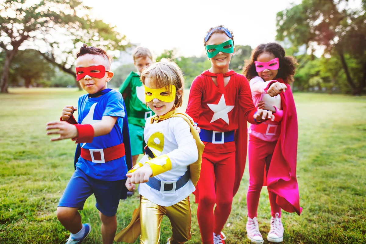 Superhero Kids Aspiration Imagination Playful Fun Concept