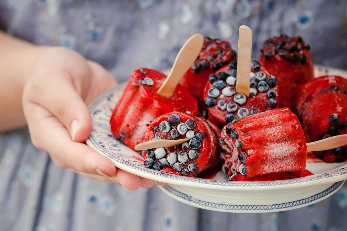 Homemade ice-cream made of berry mix