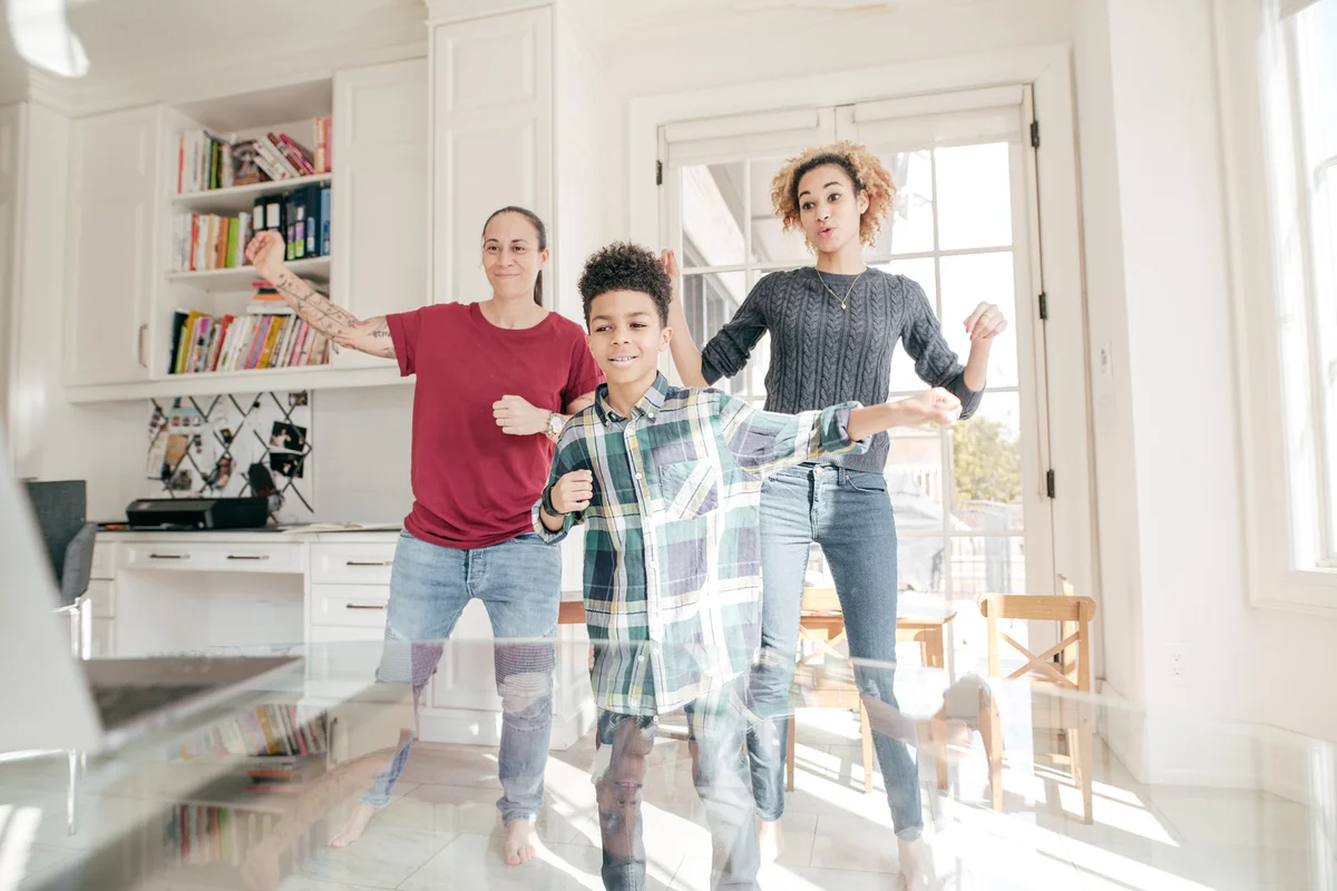 Family doing zumba