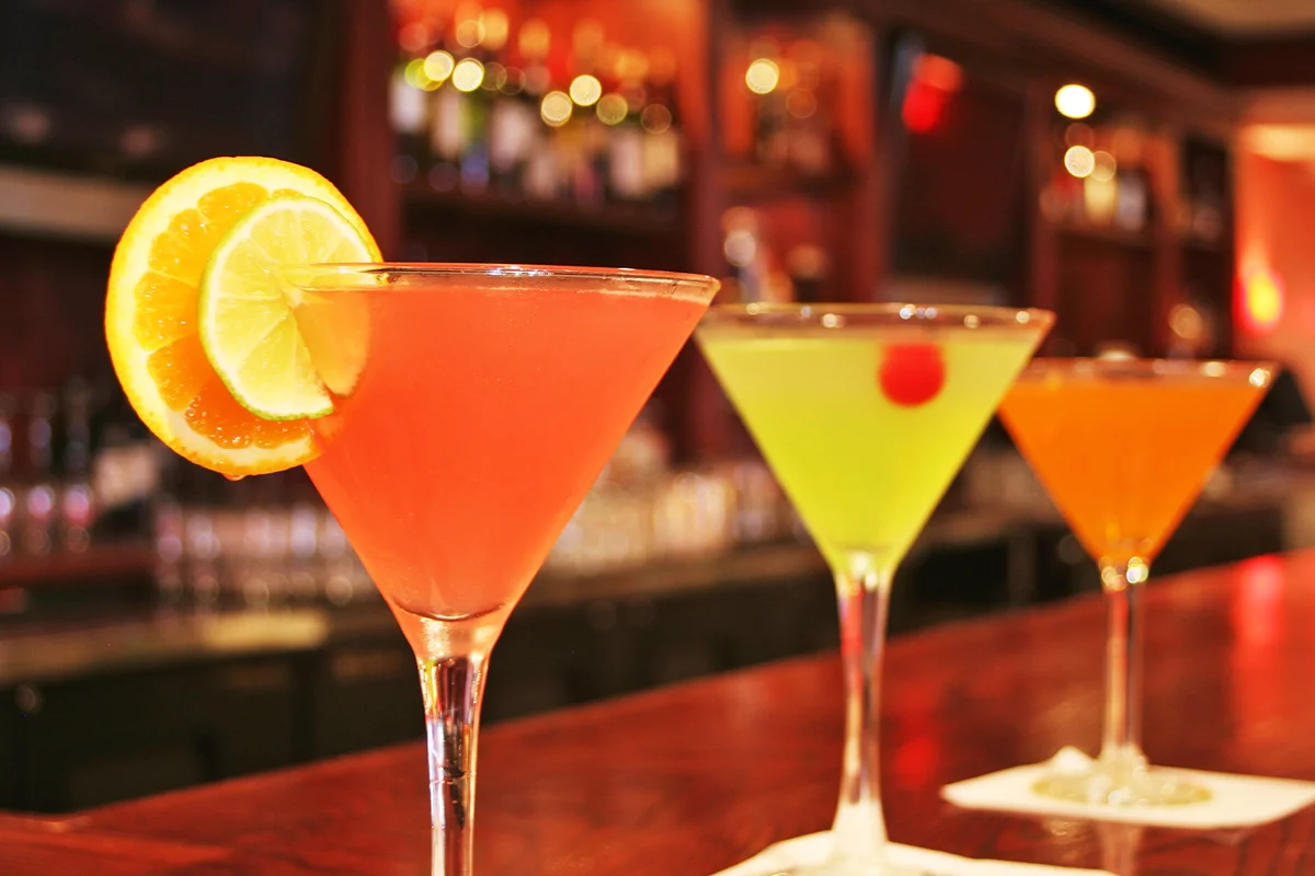 Three flavored martinis