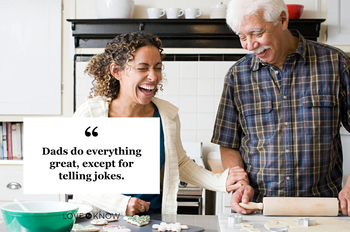 daughter laughing because her father told a bad dad joke