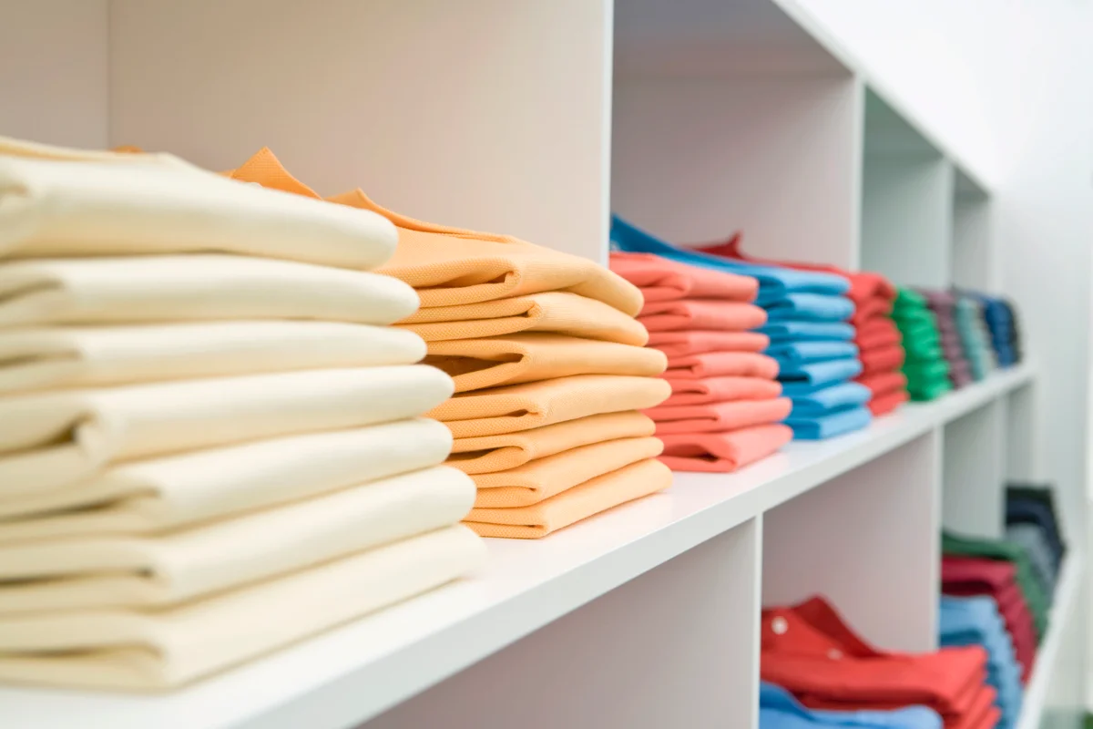 Shirts on store shelves