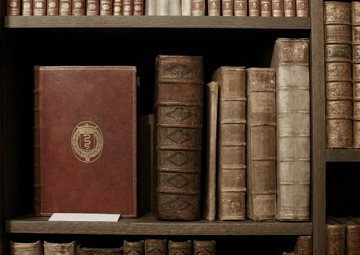 antique books on a bookshelf