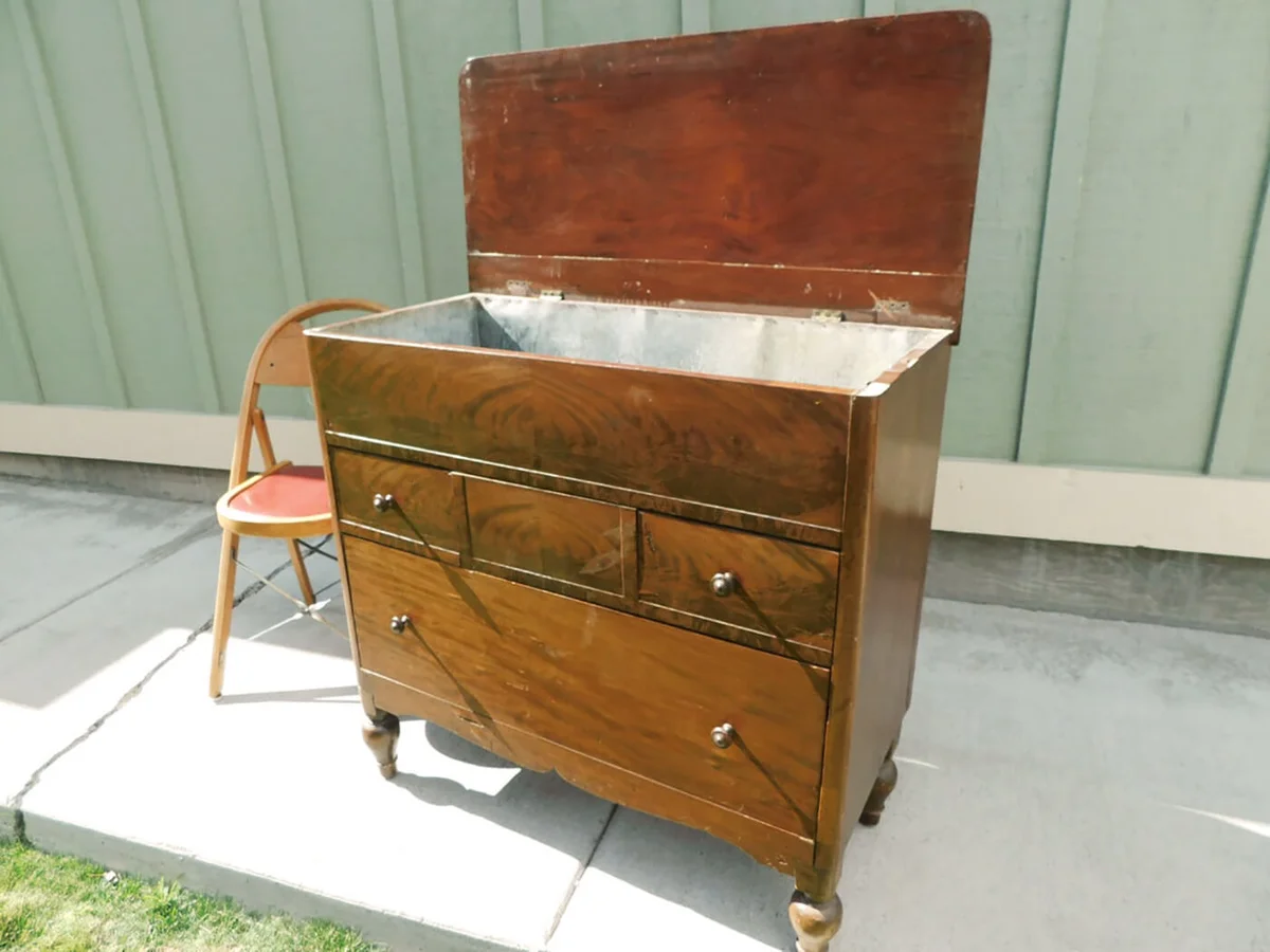 Dry Sink Mahogany Lift Top Antique Washstand Cooler 19c